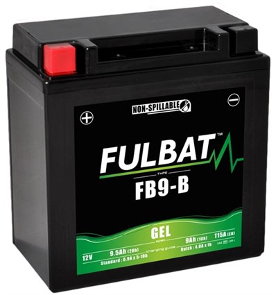 Batteri FB9-B GEL, YB9-B, 12V, 9,5Ah, moped, motorcykel m.fl. - 1