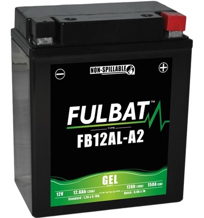 Batteri FB12AL-A2 GEL, YB12AL-A2, 12V, 12,0Ah, moped, motorcykel m.fl. - 1