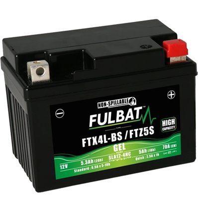 Batteri FTX4L-BS GEL, YTX4L-BS, 12V, 5,0Ah, moped, motorcykel m.fl. - 1