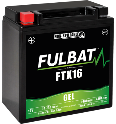 Batteri FTX16 GEL, YTX16, 12V, 14Ah, snöskoter, moped, motorcykel m.fl. - 1
