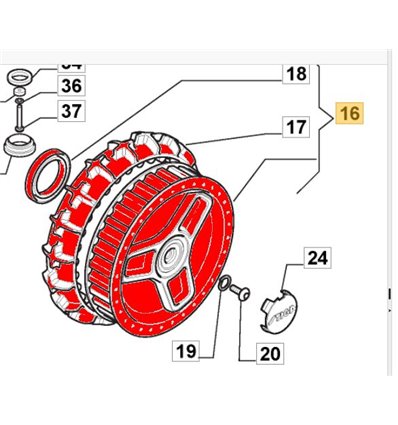 STIGA Bakhjul Autoclip 221, 223, 225, 1126-9168-01 - 1