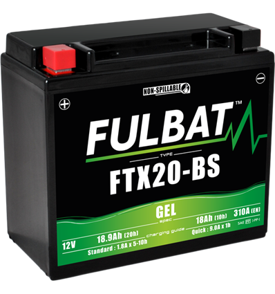 Batteri FTX20-BS GEL, YTX20-BS, 12V, 18Ah, snöskoter, motorcykel m.fl. - 1